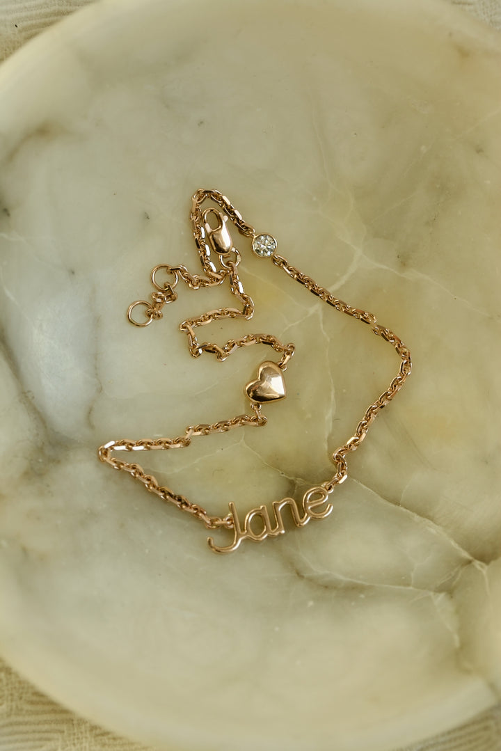 NAME ANKLET WITH HEART