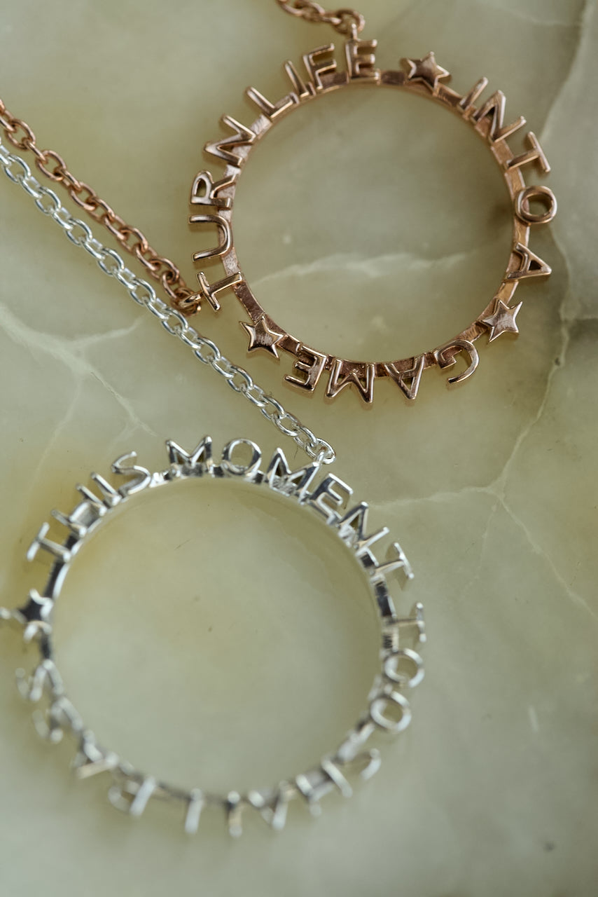 QUOTE NECKLACE ON CHAIN IN SILVER