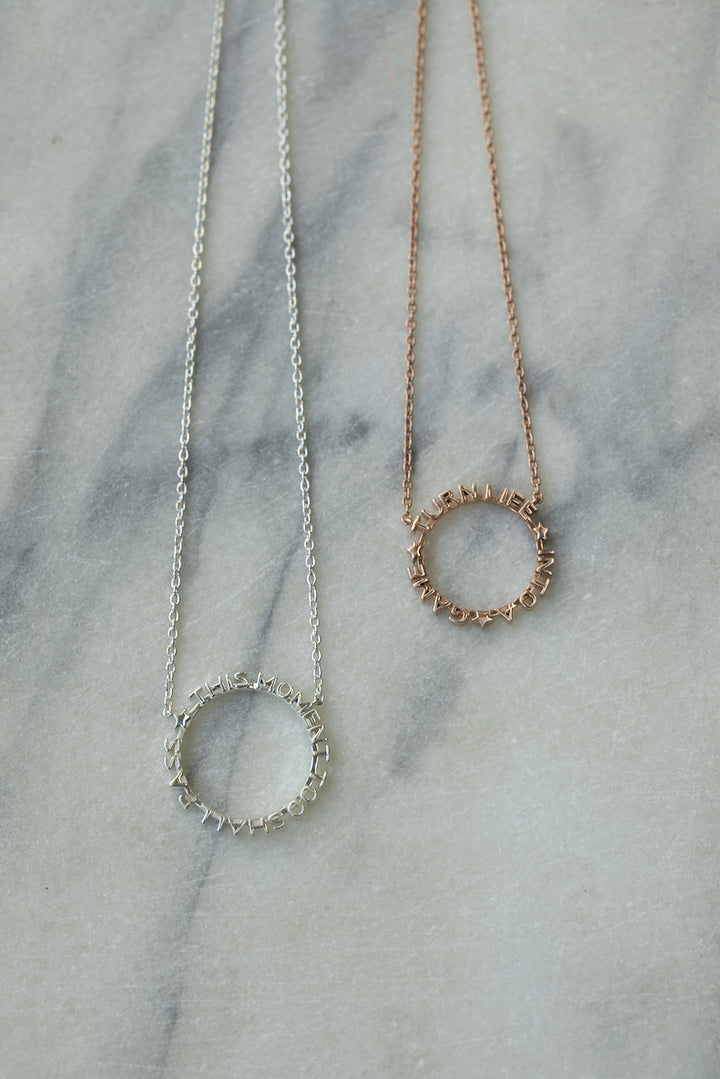 QUOTE NECKLACE ON CHAIN IN SILVER