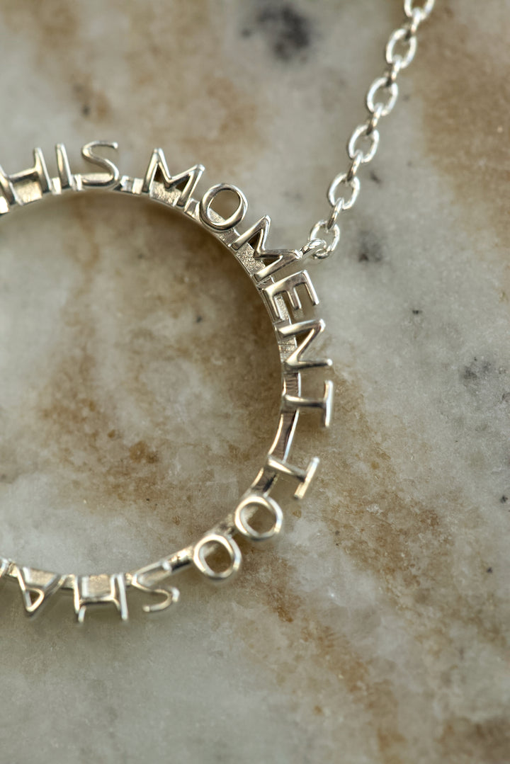 QUOTE NECKLACE ON CHAIN IN SILVER