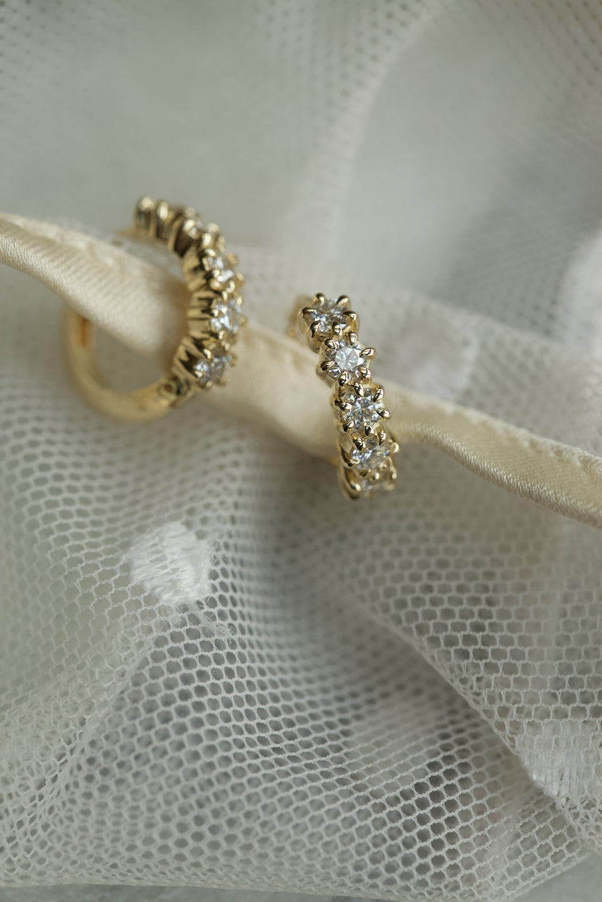 "SPARKLES" DIAMOND HUGGIES EARRINGS