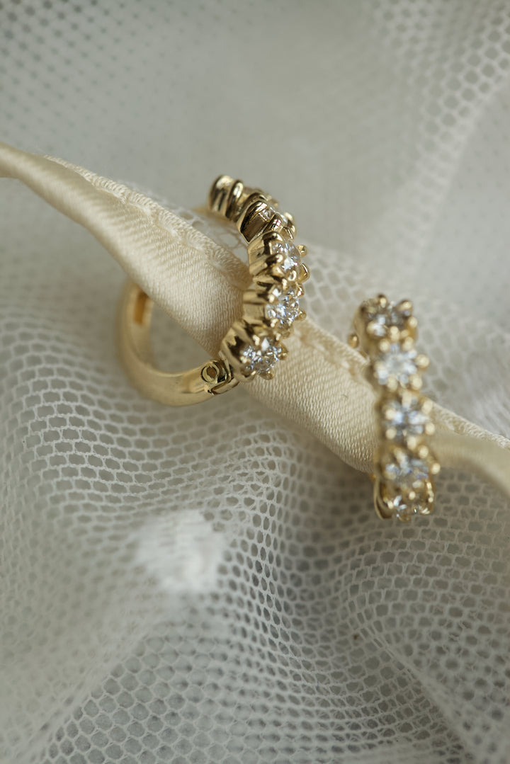 "SPARKLES" DIAMOND HUGGIES EARRINGS