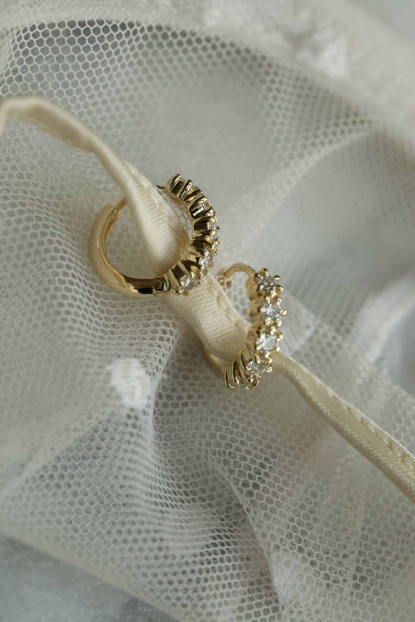 "SPARKLES" DIAMOND HUGGIES EARRINGS