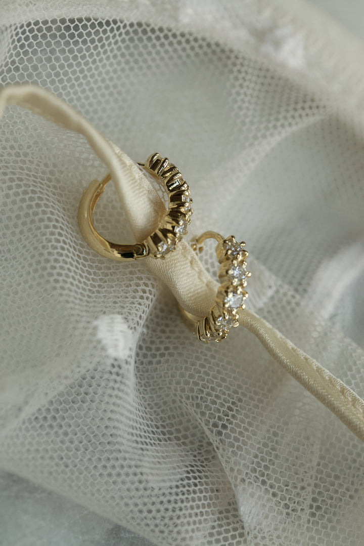 "SPARKLES" DIAMOND HUGGIES EARRINGS